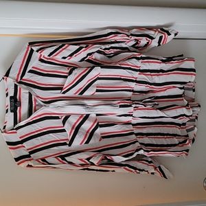 Woman's 1X Overhead strip 3/4 sleeve blouse